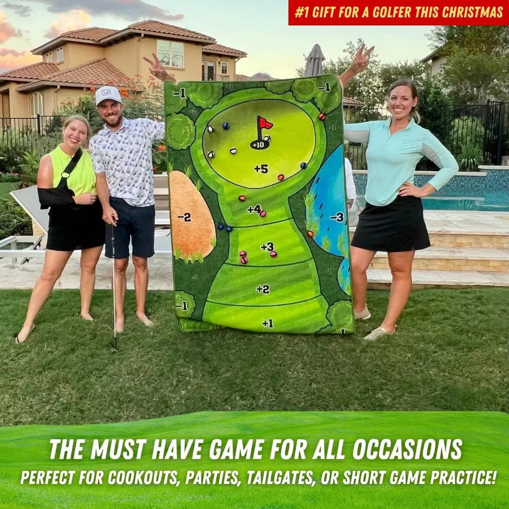 Casual Golf Game Set – Sticky Ball Toss with Simulated Turf Mat & Blanket