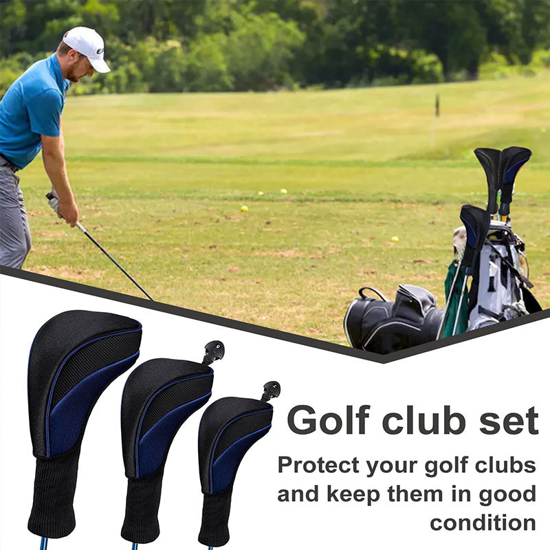 3-Piece Golf Wood Headcover Set – Numbered Driver & Fairway Club Protectors