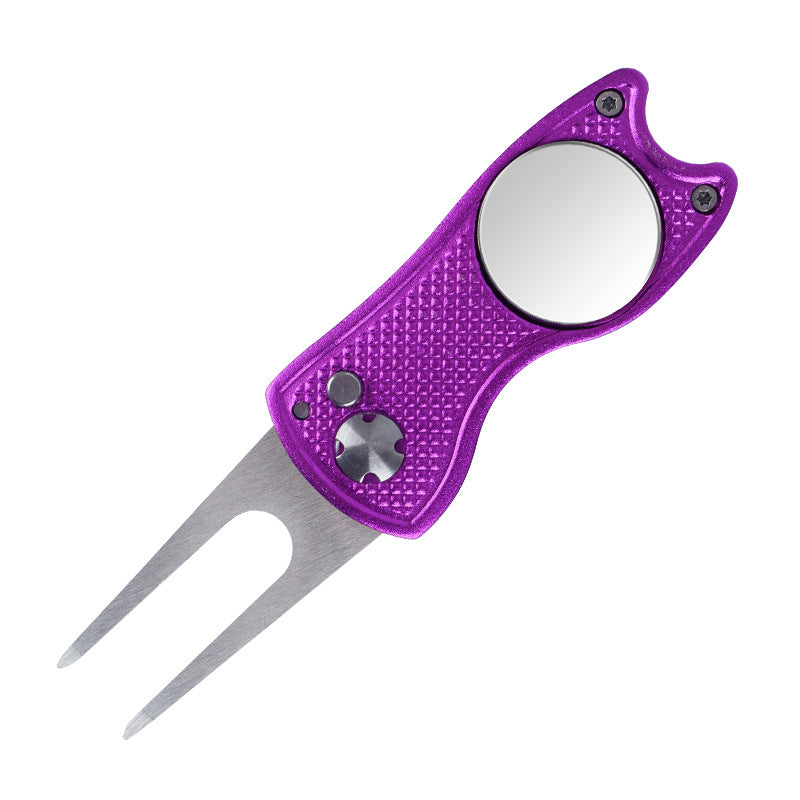 Foldable Golf Divot Repair Tool – Stainless Steel & Aluminum Green Fork