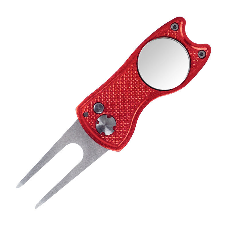 Foldable Golf Divot Repair Tool – Stainless Steel & Aluminum Green Fork