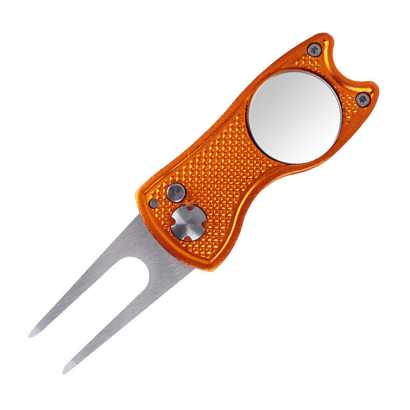 Foldable Golf Divot Repair Tool – Stainless Steel & Aluminum Green Fork
