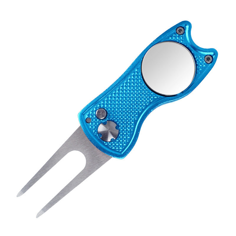 Foldable Golf Divot Repair Tool – Stainless Steel & Aluminum Green Fork