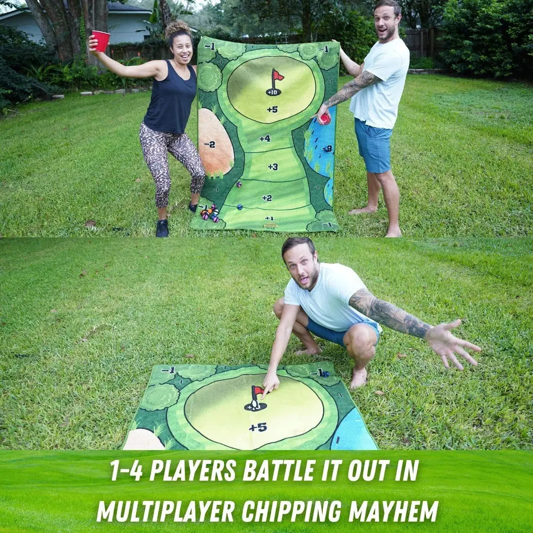 Casual Golf Game Set – Sticky Ball Toss with Simulated Turf Mat & Blanket