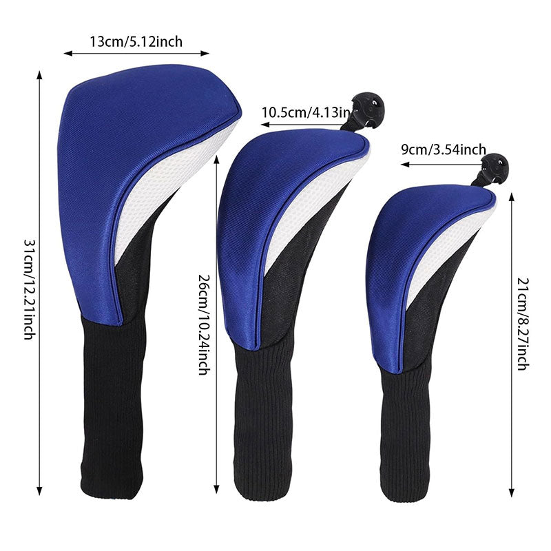 3-Piece Golf Wood Headcover Set – Numbered Driver & Fairway Club Protectors