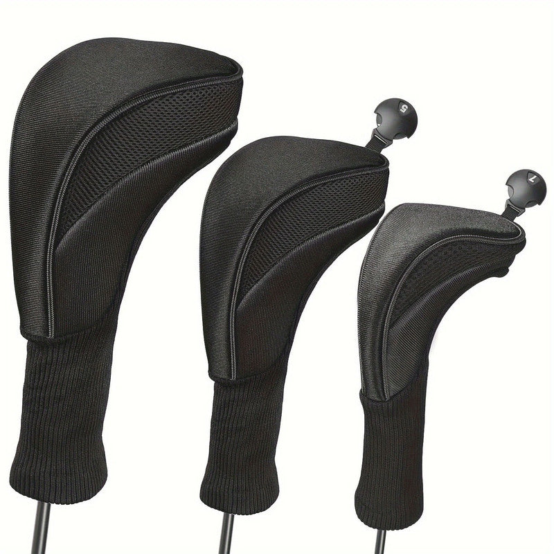 3-Piece Golf Wood Headcover Set – Numbered Driver & Fairway Club Protectors