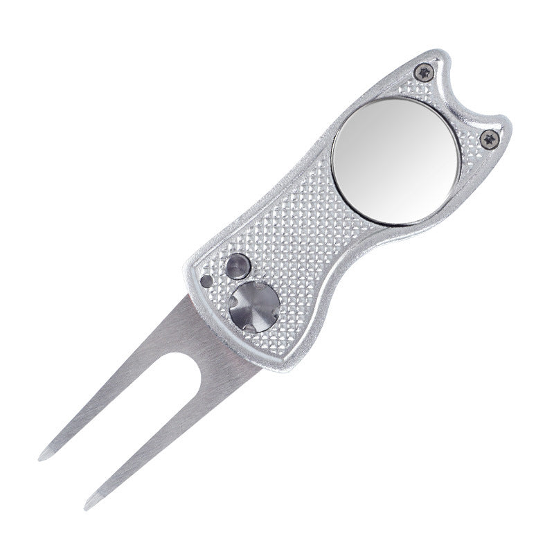 Foldable Golf Divot Repair Tool – Stainless Steel & Aluminum Green Fork