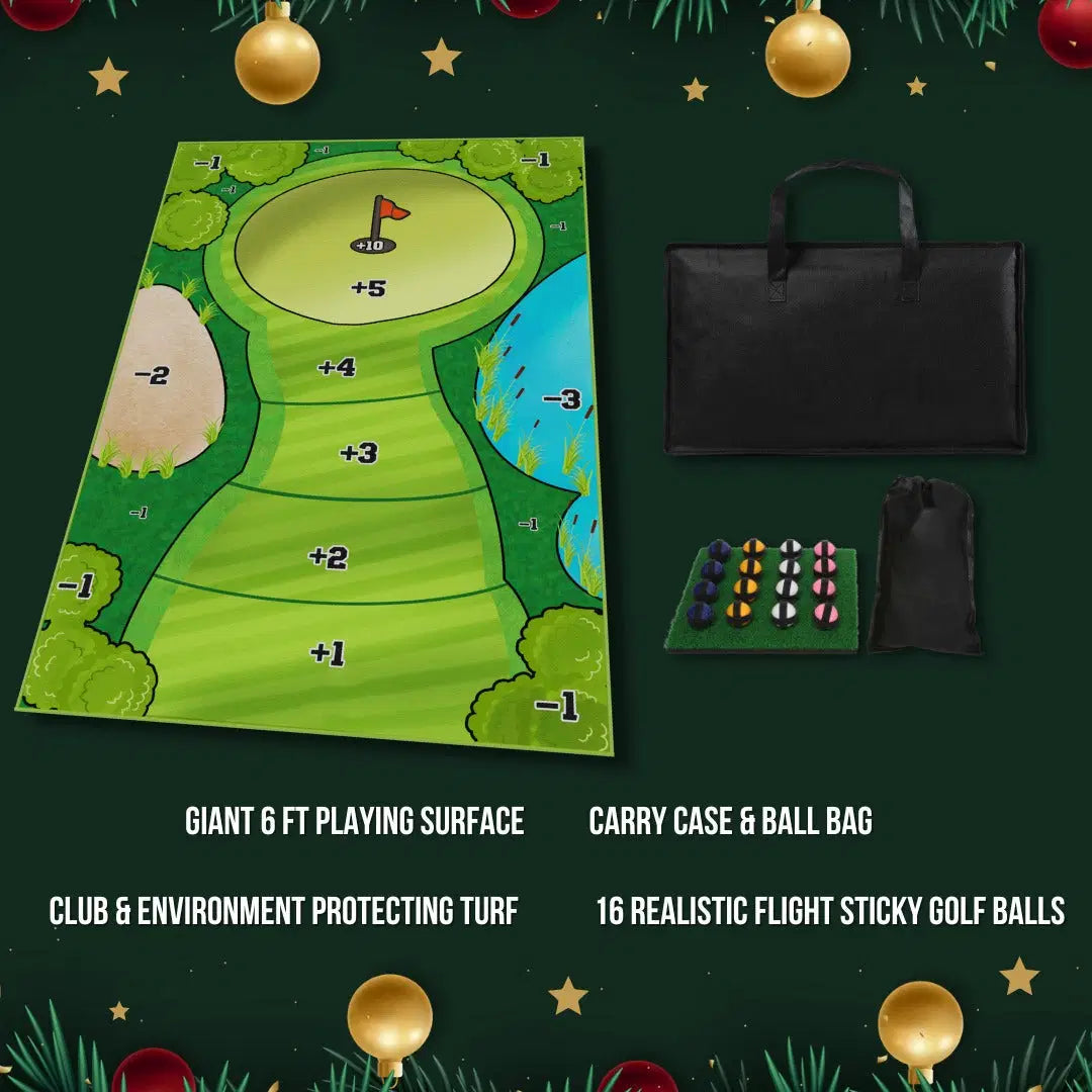 Casual Golf Game Set – Sticky Ball Toss with Simulated Turf Mat & Blanket