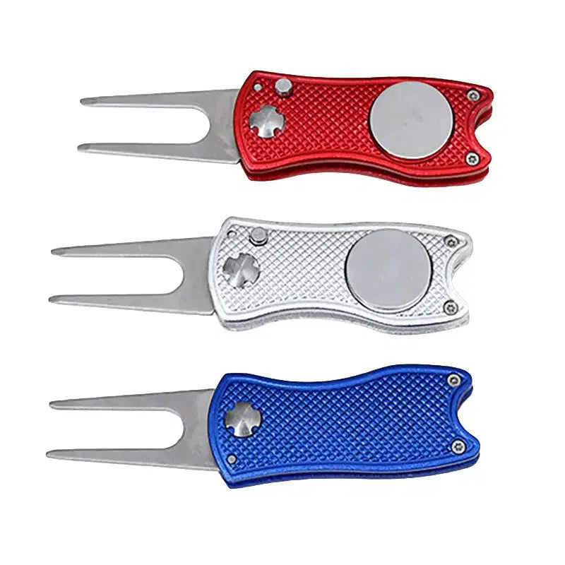 Foldable Golf Divot Tool with Magnetic Ball Marker – Aluminum & Stainless Steel