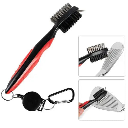 Double-Sided Golf Club Groove Cleaning Brush – Bag Clip & Keychain Included