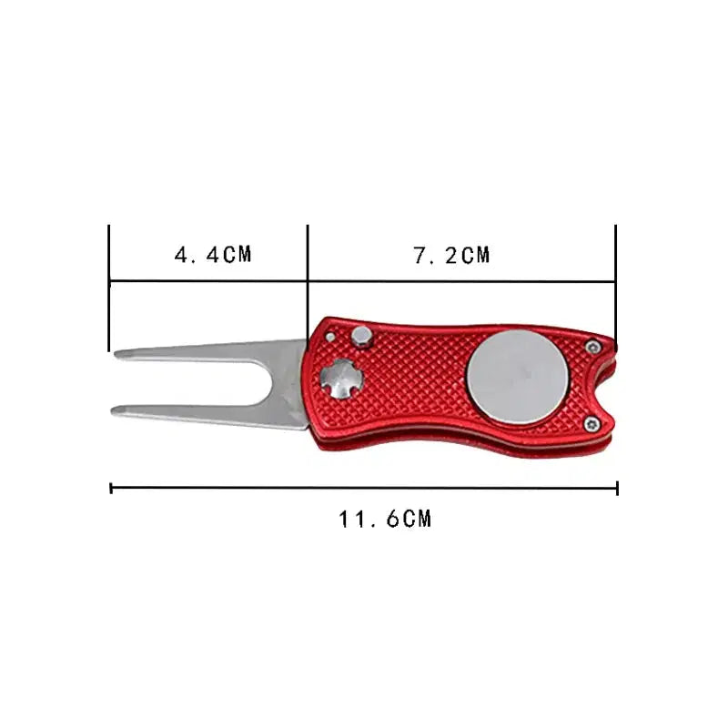 Foldable Golf Divot Tool with Magnetic Ball Marker – Aluminum & Stainless Steel