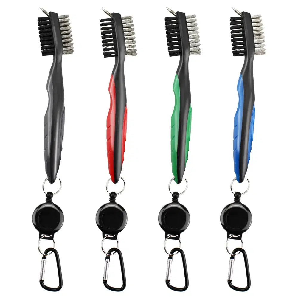 Double-Sided Golf Club Groove Cleaning Brush – Bag Clip & Keychain Included