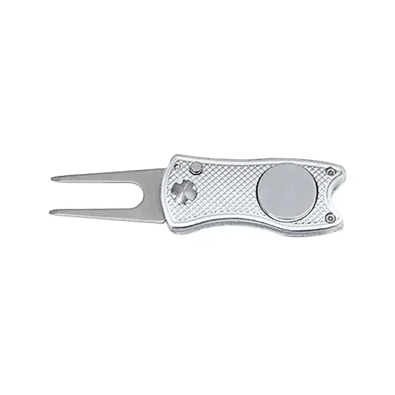 Foldable Golf Divot Tool with Magnetic Ball Marker – Aluminum & Stainless Steel