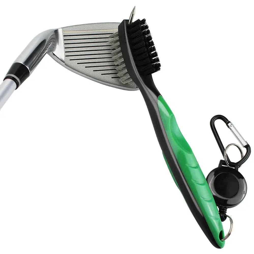 Double-Sided Golf Club Groove Cleaning Brush – Bag Clip & Keychain Included